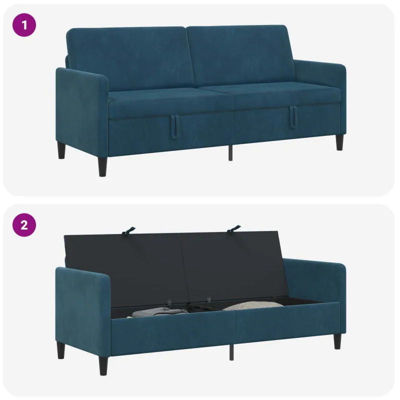 Sofa su saugojimo vieta Mėlyna 192 x 78 x 87 cm Poliesteris