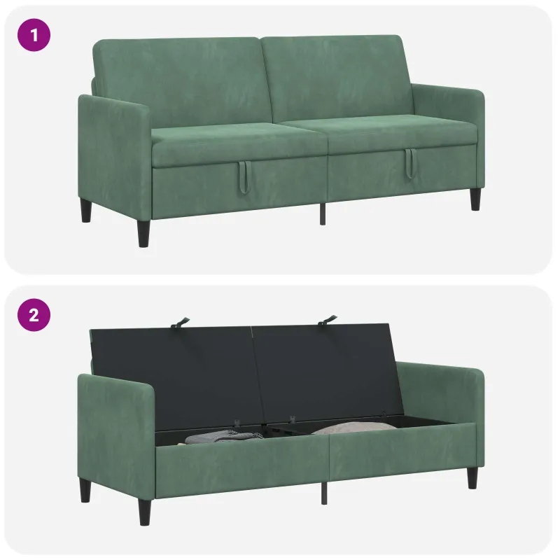 Sofa su saugojimo vieta Jūrinė žalia 192 x 78 x 87 cm