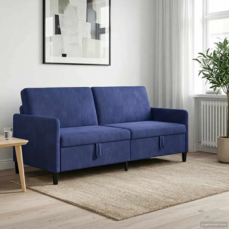 Sofa su saugojimo vieta Policijos mėlyna 192 x 78 x 87 cm