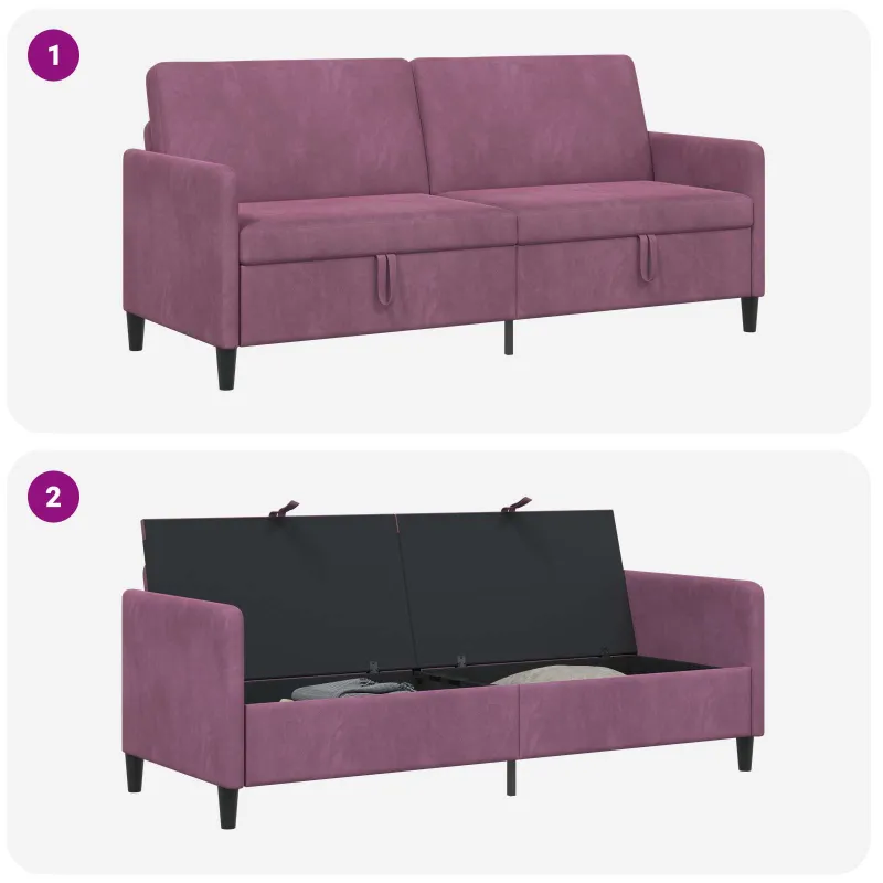 Sofa su saugojimo vieta Violetinė 192 x 78 x 87 cm Poliesteris