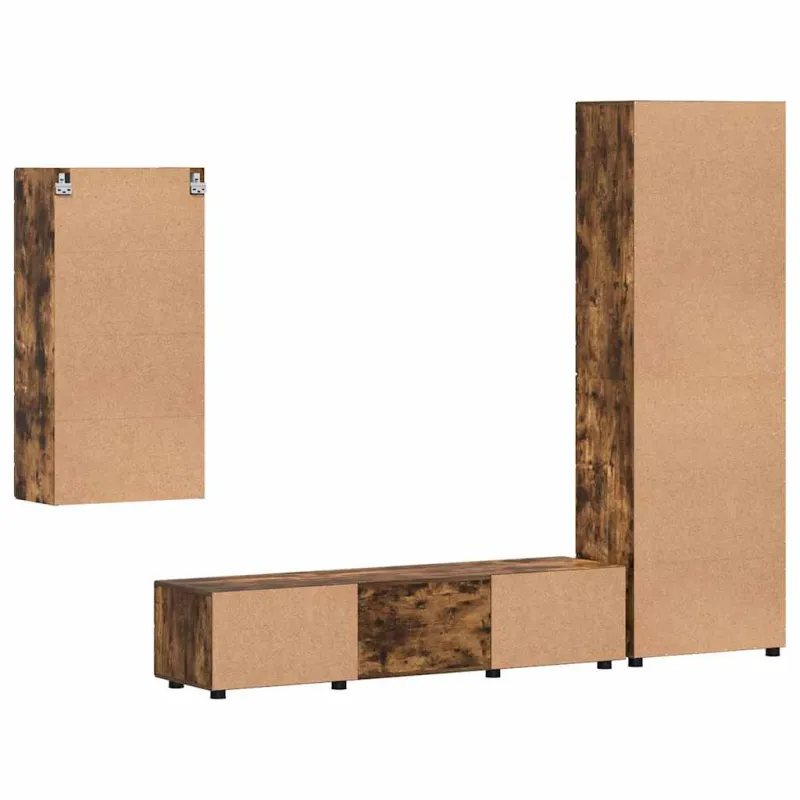 TV spintelių komplektas su stalčių FLORIN 3 pcs Rūkyta ąžuolas