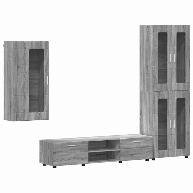 TV spintelių komplektas su stalčių FLORIN 3 pcs Pilkas Sonoma