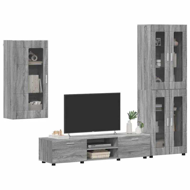 TV spintelių komplektas su stalčių FLORIN 3 pcs Pilkas Sonoma