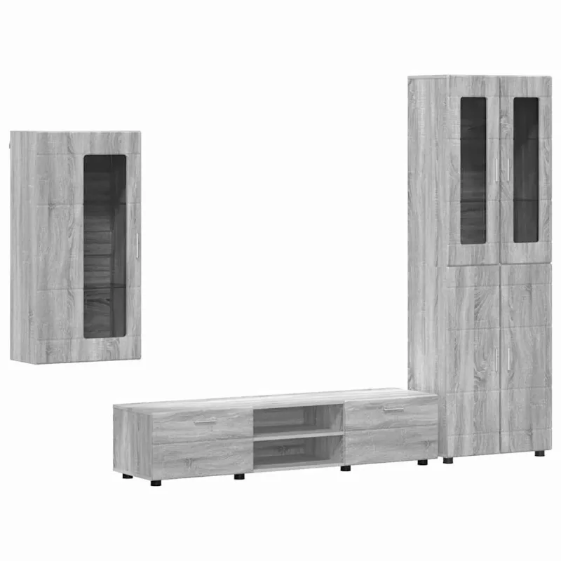TV spintelių komplektas su stalčių FLORIN 3 pcs Pilkas Sonoma