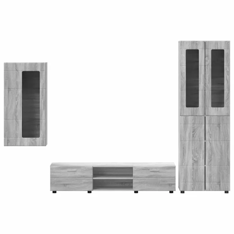 TV spintelių komplektas su stalčių FLORIN 3 pcs Pilkas Sonoma