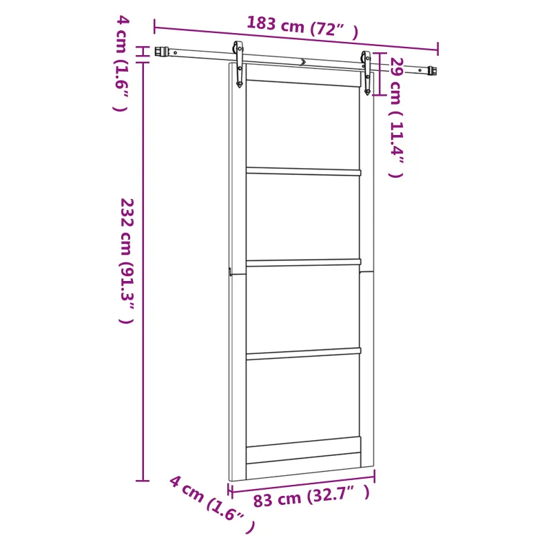 Slankios durys ORKDAL Natūrali ir juoda 83 x 232 cm