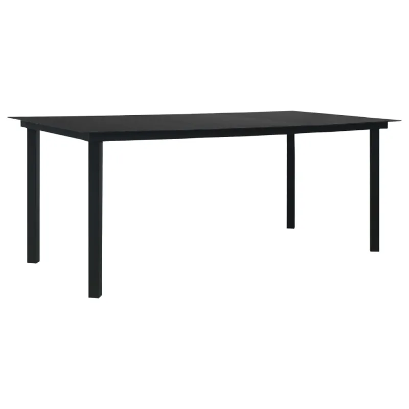 Sodo valgomojo stalas, juodas, 190x90x74cm, plienas ir stiklas
