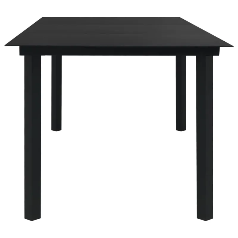Sodo valgomojo stalas, juodas, 190x90x74cm, plienas ir stiklas