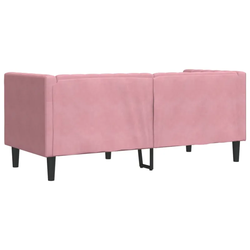 Dvivietė chesterfield sofa su pagalvėlėmis, rožinė, aksomas