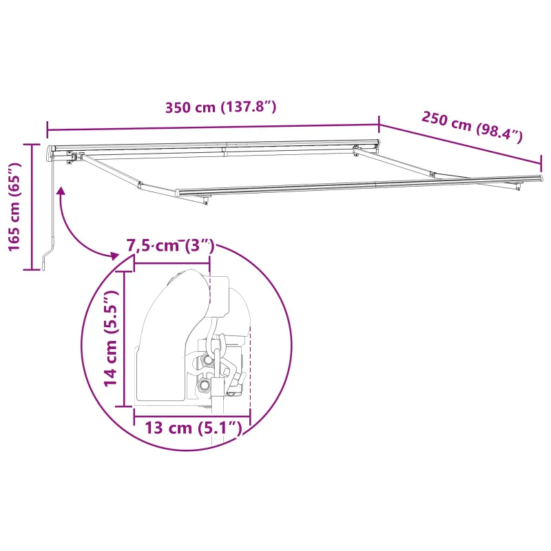 Ištraukiama markizė Šviesiai pilka 350 x 250 cm