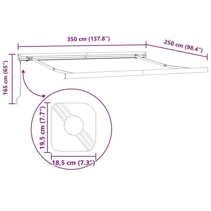 Ištraukiama markizė Šviesiai pilka 350 x 250 cm