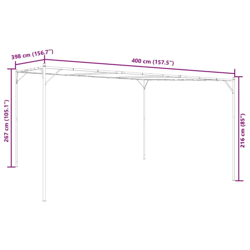 Pavėsinė, antracito spalvos, 4x4m, audinys ir plienas, 180g/m²