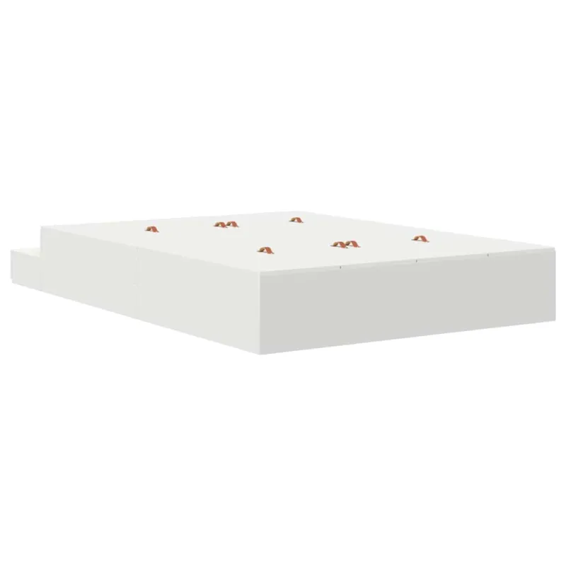 Lova su daiktų laikymo vieta Balta 160 cm Apdirbta mediena