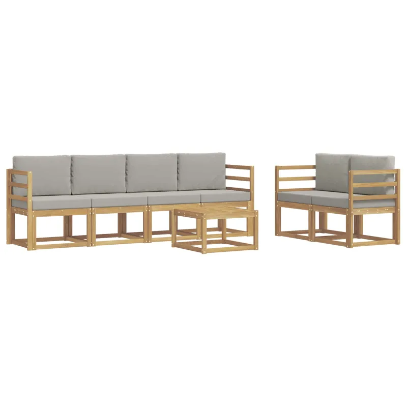 Lauko sofos komplektas 7 pcs Balta ir šviesiai pilka