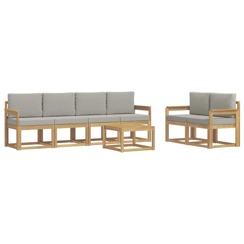 Lauko sofos komplektas 7 pcs Balta ir šviesiai pilka