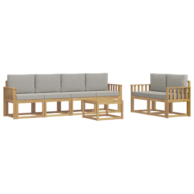 Lauko sofos komplektas 7 pcs Balta ir šviesiai pilka