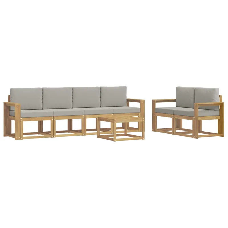 Lauko sofos komplektas 7 pcs Balta ir šviesiai pilka
