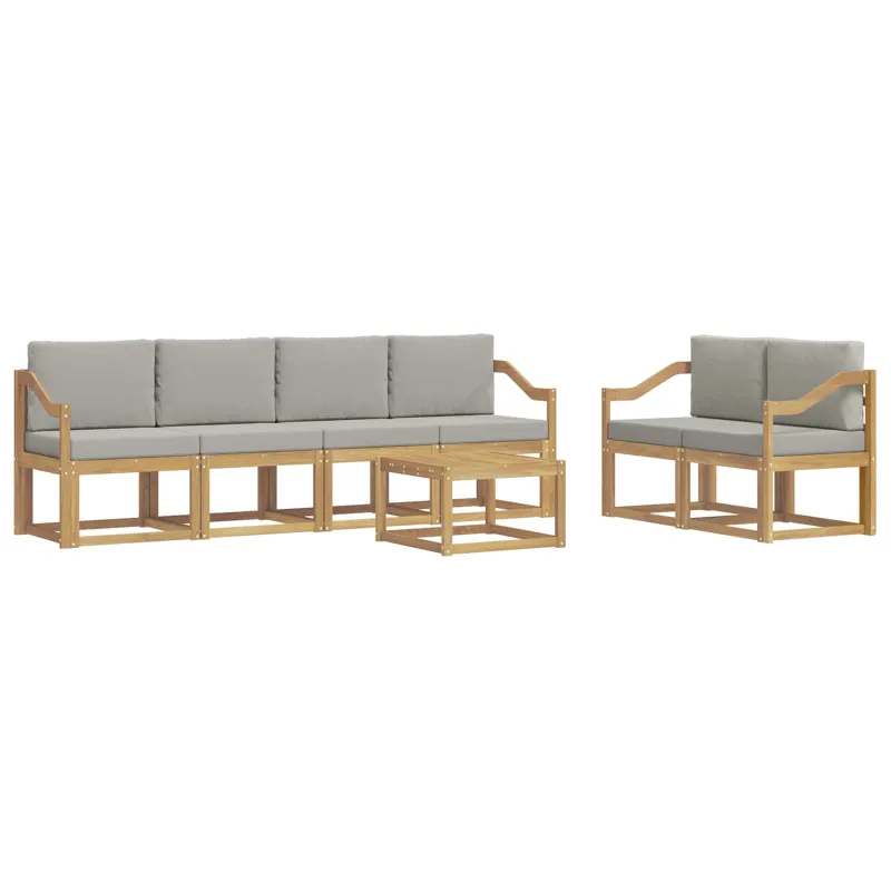 Lauko sofos komplektas 7 pcs Balta ir šviesiai pilka