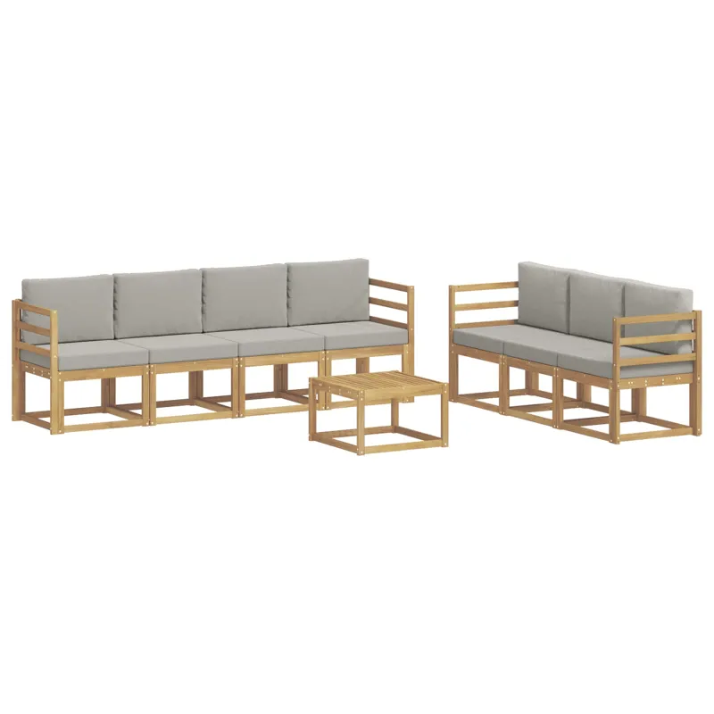Lauko sofos komplektas 8 pcs Balta ir šviesiai pilka