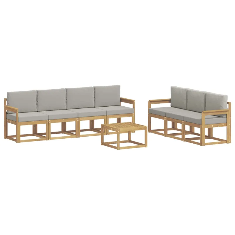 Lauko sofos komplektas 8 pcs Balta ir šviesiai pilka
