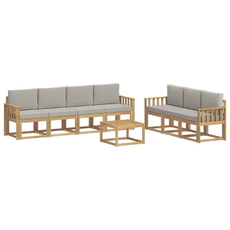 Lauko sofos komplektas 8 pcs Balta ir šviesiai pilka