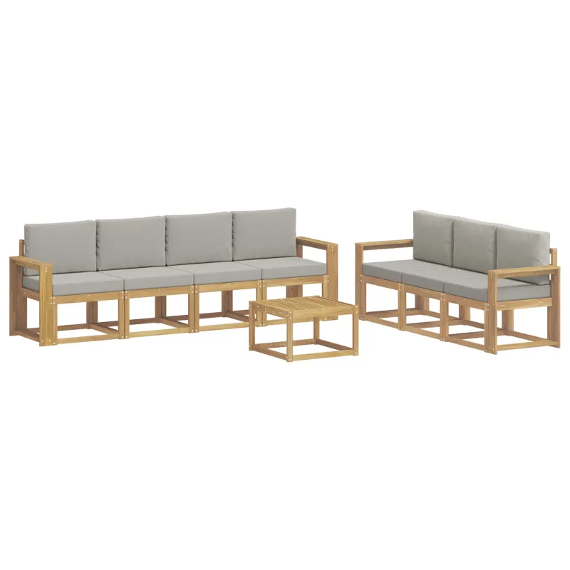 Lauko sofos komplektas 8 pcs Balta ir šviesiai pilka