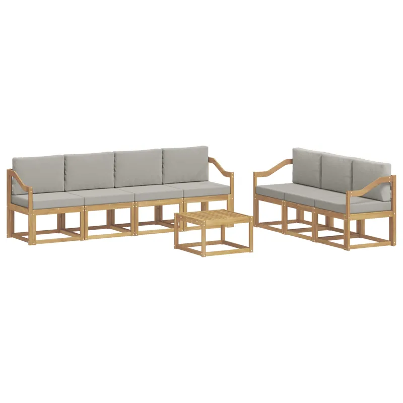 Lauko sofos komplektas 8 pcs Balta ir šviesiai pilka