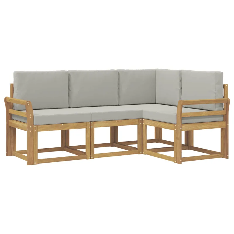 Lauko sofos komplektas 4 pcs Balta ir šviesiai pilka