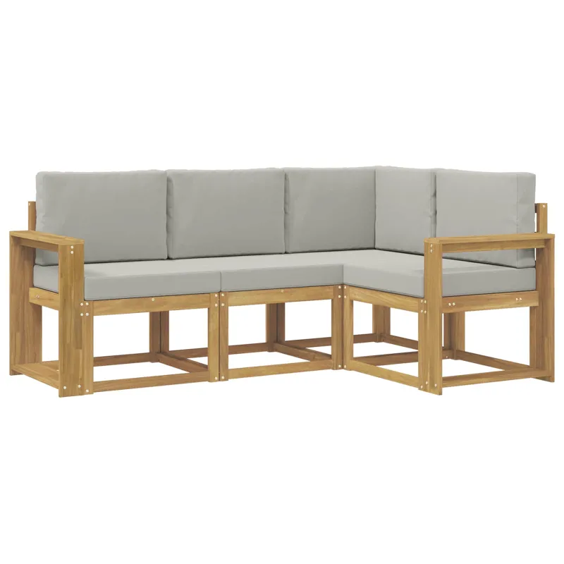 Lauko sofos komplektas 4 pcs Balta ir šviesiai pilka