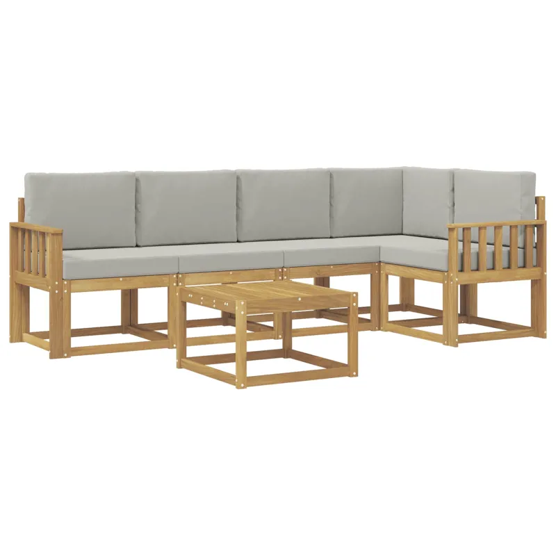 Lauko sofos komplektas 6 pcs Balta ir šviesiai pilka