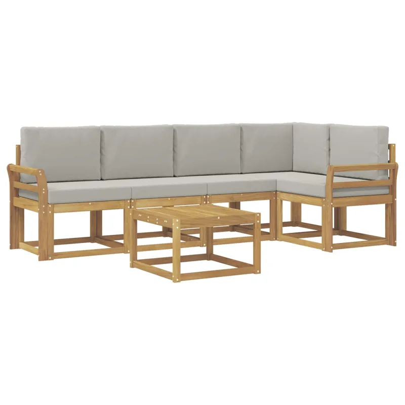 Lauko sofos komplektas 6 pcs Balta ir šviesiai pilka