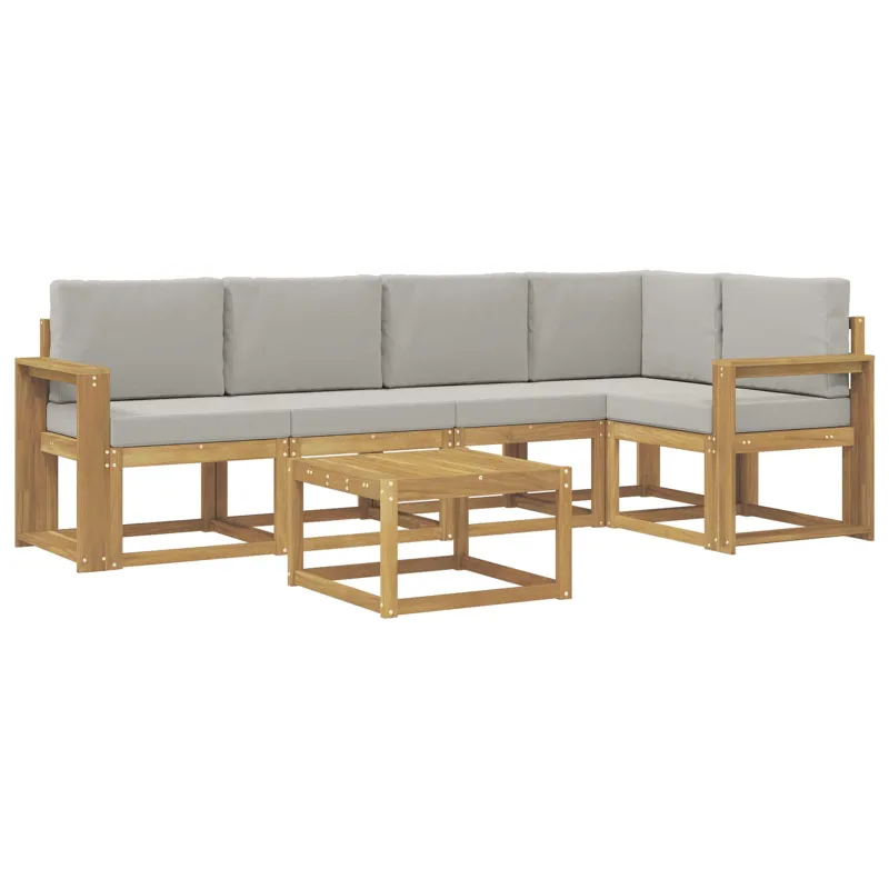 Lauko sofos komplektas 6 pcs Balta ir šviesiai pilka