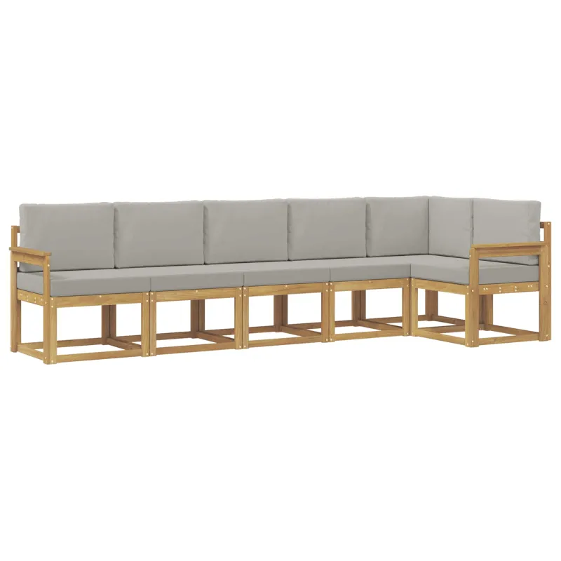 Lauko sofos komplektas su pagalve 6 pcs Balta ir šviesiai pilka