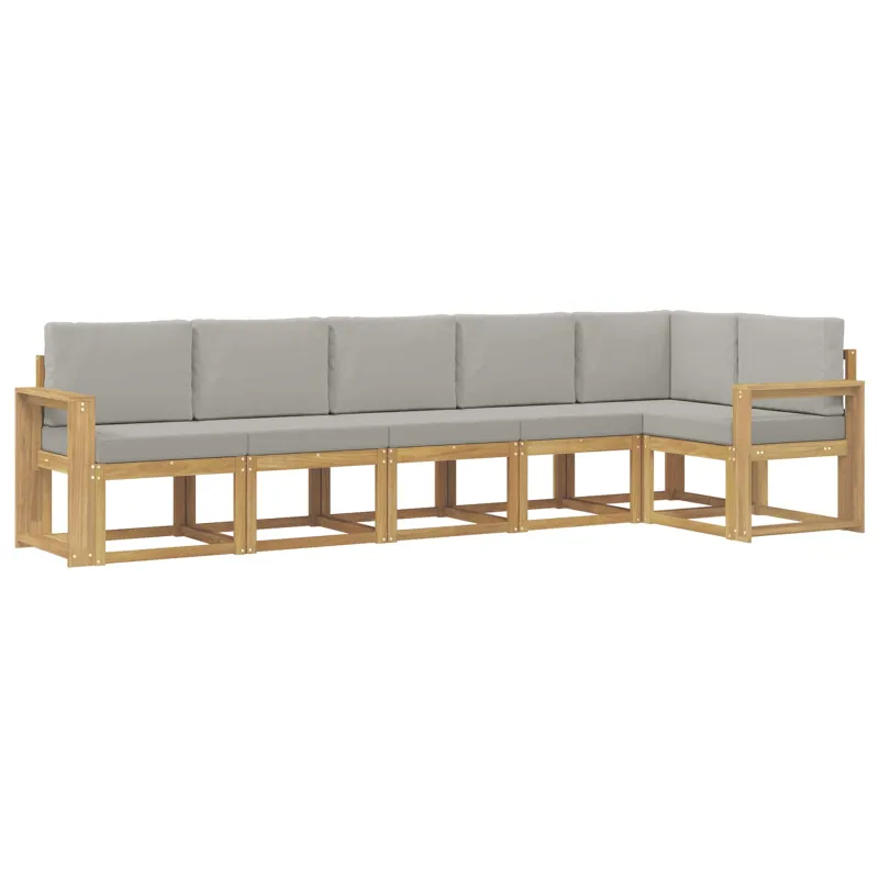 Lauko sofos komplektas su pagalve 6 pcs Balta ir šviesiai pilka