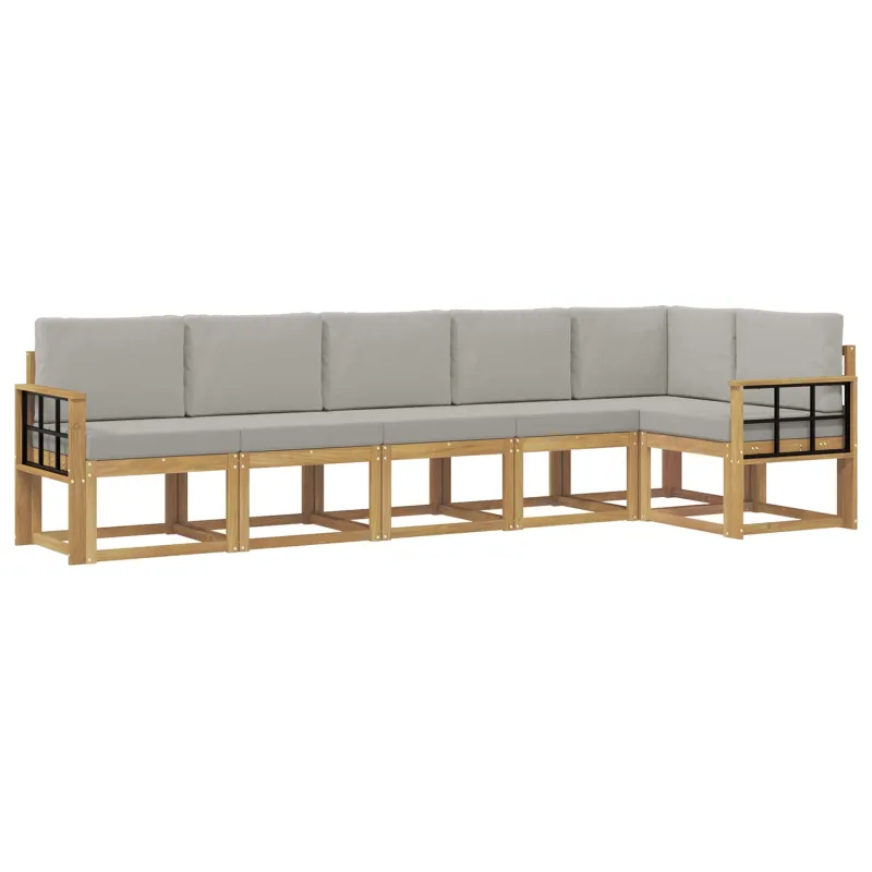 Lauko sofos komplektas su pagalve 6 pcs Balta ir šviesiai pilka