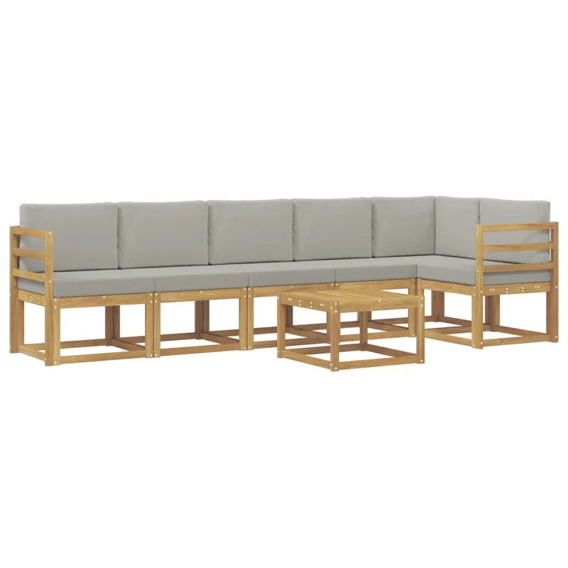 Lauko sofos komplektas su pagalve 7 pcs Balta ir šviesiai pilka