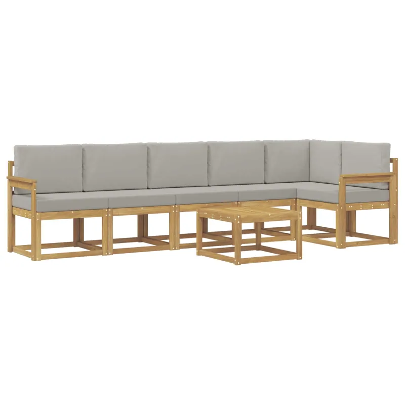 Lauko sofos komplektas su pagalve 7 pcs Balta ir šviesiai pilka