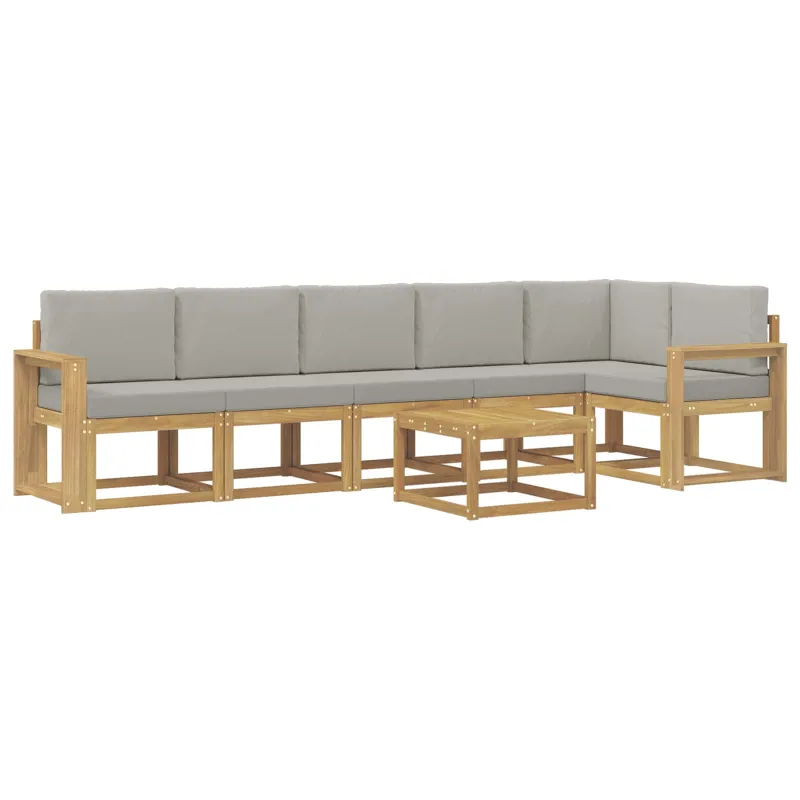 Lauko sofos komplektas su pagalve 7 pcs Balta ir šviesiai pilka