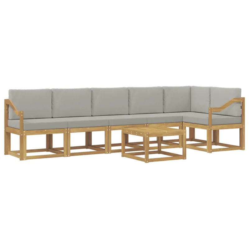Lauko sofos komplektas su pagalve 7 pcs Balta ir šviesiai pilka