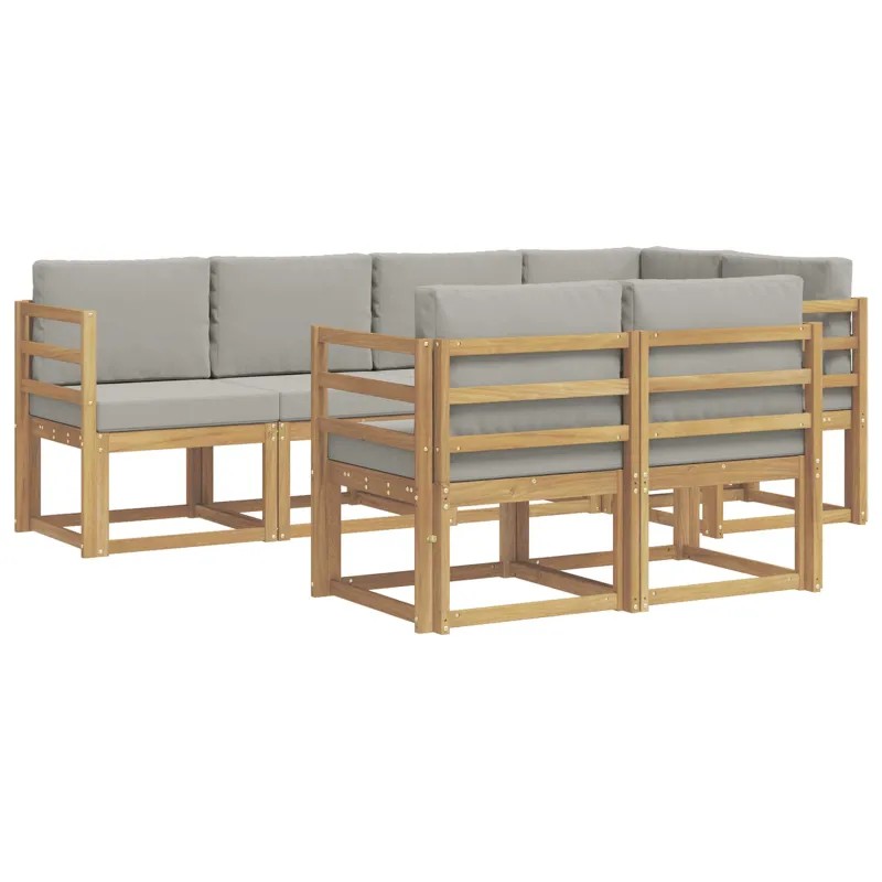 Lauko sofos komplektas su pagalve 7 pcs Balta ir šviesiai pilka