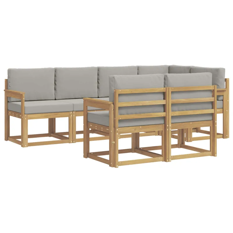 Lauko sofos komplektas su pagalve 7 pcs Balta ir šviesiai pilka