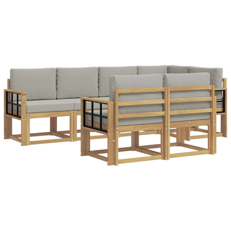 Lauko sofos komplektas su pagalve 7 pcs Balta ir šviesiai pilka