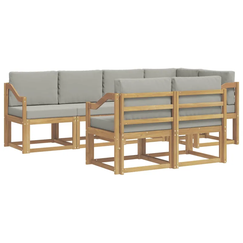 Lauko sofos komplektas su pagalve 7 pcs Balta ir šviesiai pilka