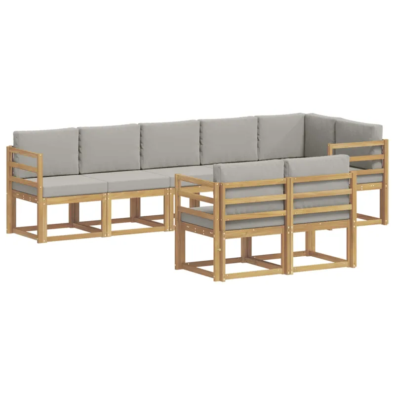 Lauko sofos komplektas su pagalve 8 pcs Balta ir šviesiai pilka