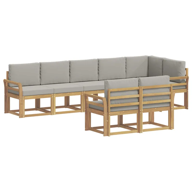 Lauko sofos komplektas su pagalve 8 pcs Balta ir šviesiai pilka