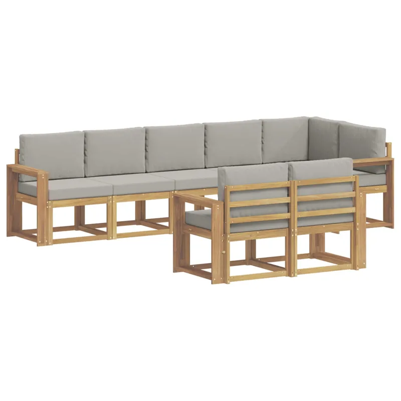 Lauko sofos komplektas su pagalve 8 pcs Balta ir šviesiai pilka
