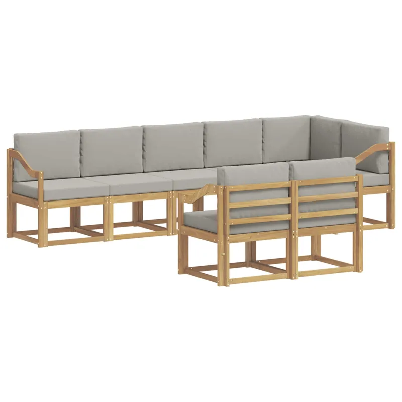 Lauko sofos komplektas su pagalve 8 pcs Balta ir šviesiai pilka