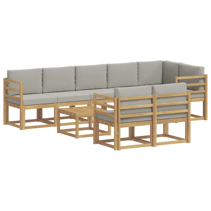 Lauko sofos komplektas su pagalve 9 pcs Balta ir šviesiai pilka