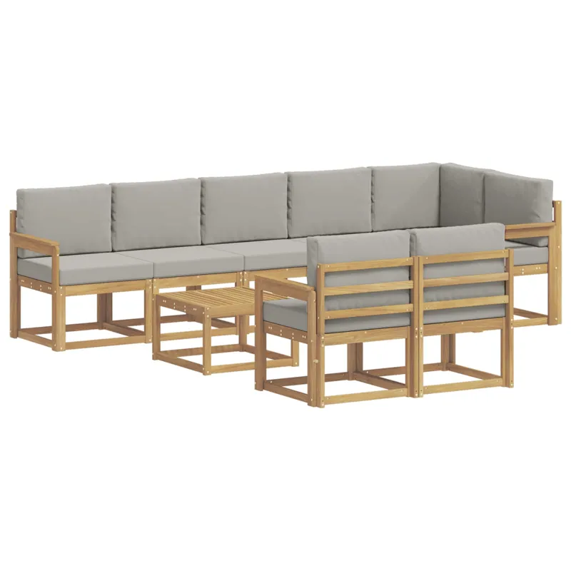 Lauko sofos komplektas su pagalve 9 pcs Balta ir šviesiai pilka