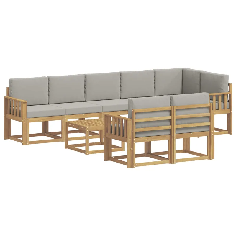 Lauko sofos komplektas su pagalve 9 pcs Balta ir šviesiai pilka